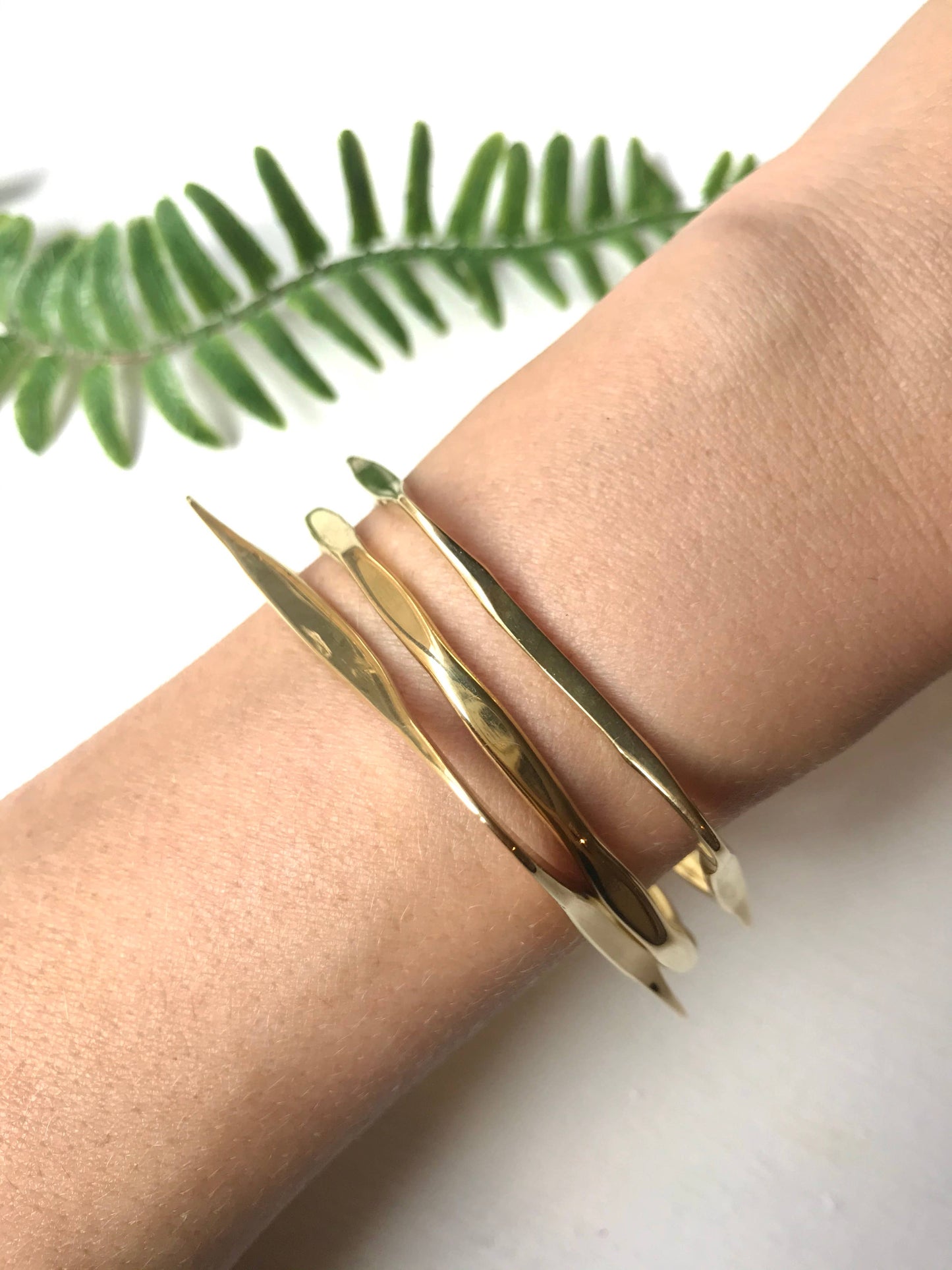 Hammered Brass Bangle: Hexagon