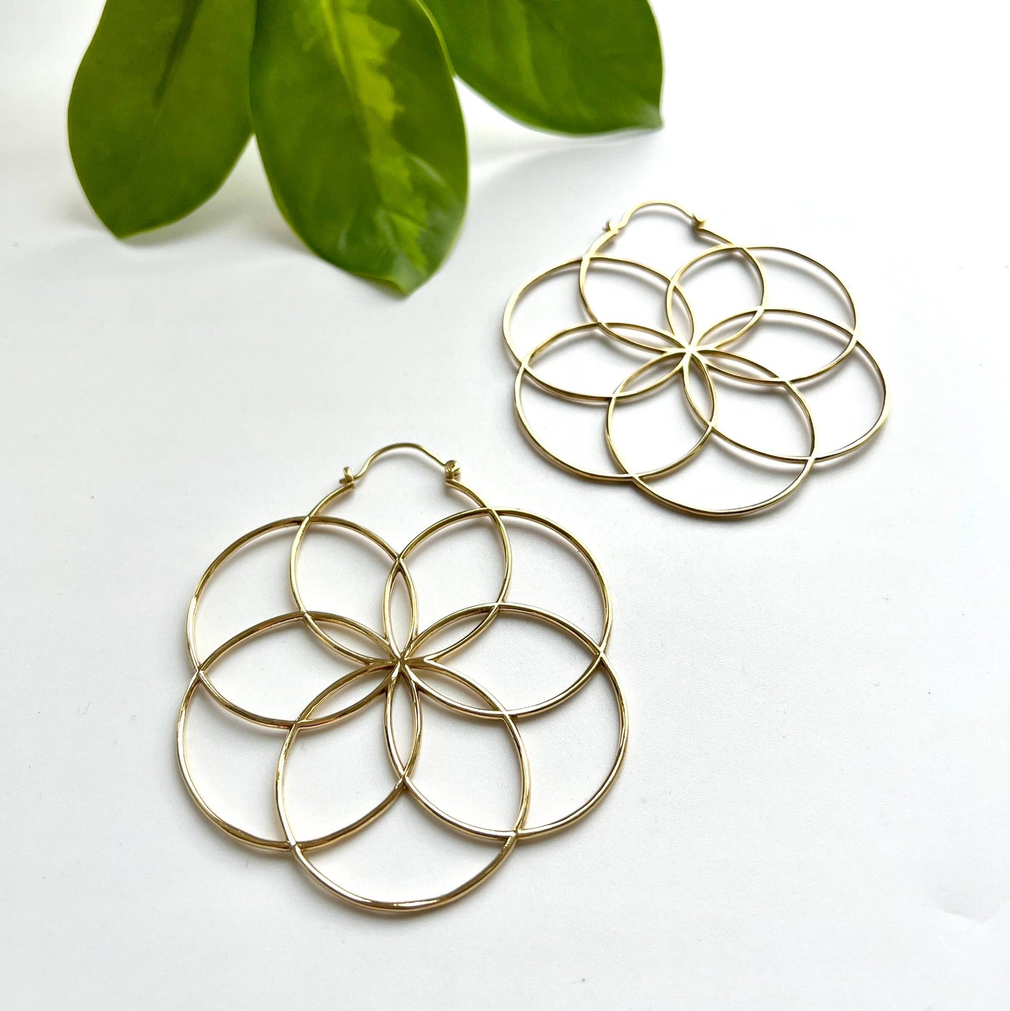 Large Brass Seed of Life Earring