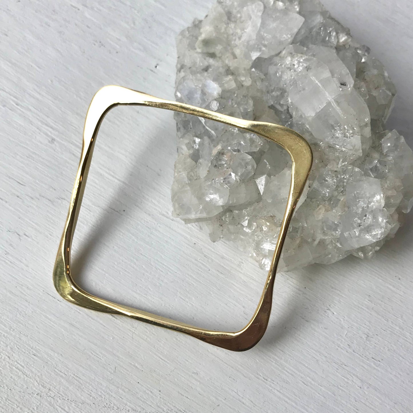 Hammered Brass Bangle: Hexagon