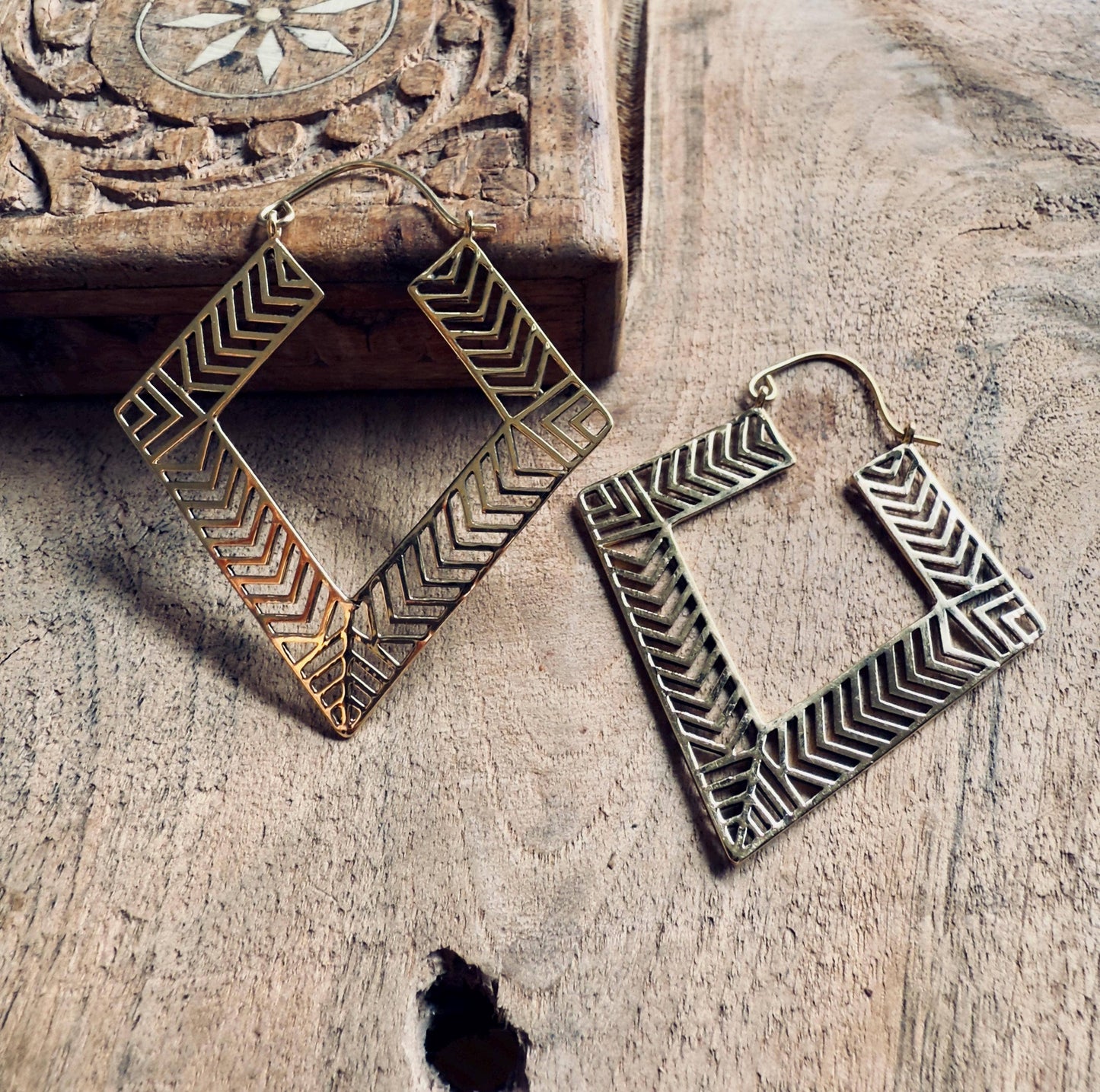 Large Asymmetric Statement Brass Earrings, Irregular Hoops, Gift Ready Option / Boho Look / Festival Fashion