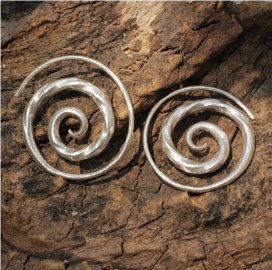Hill Tribe Sterling Silver Coil Spiral Earring