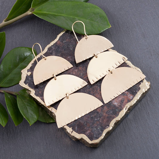 Brass Triple Notched Ark Earring