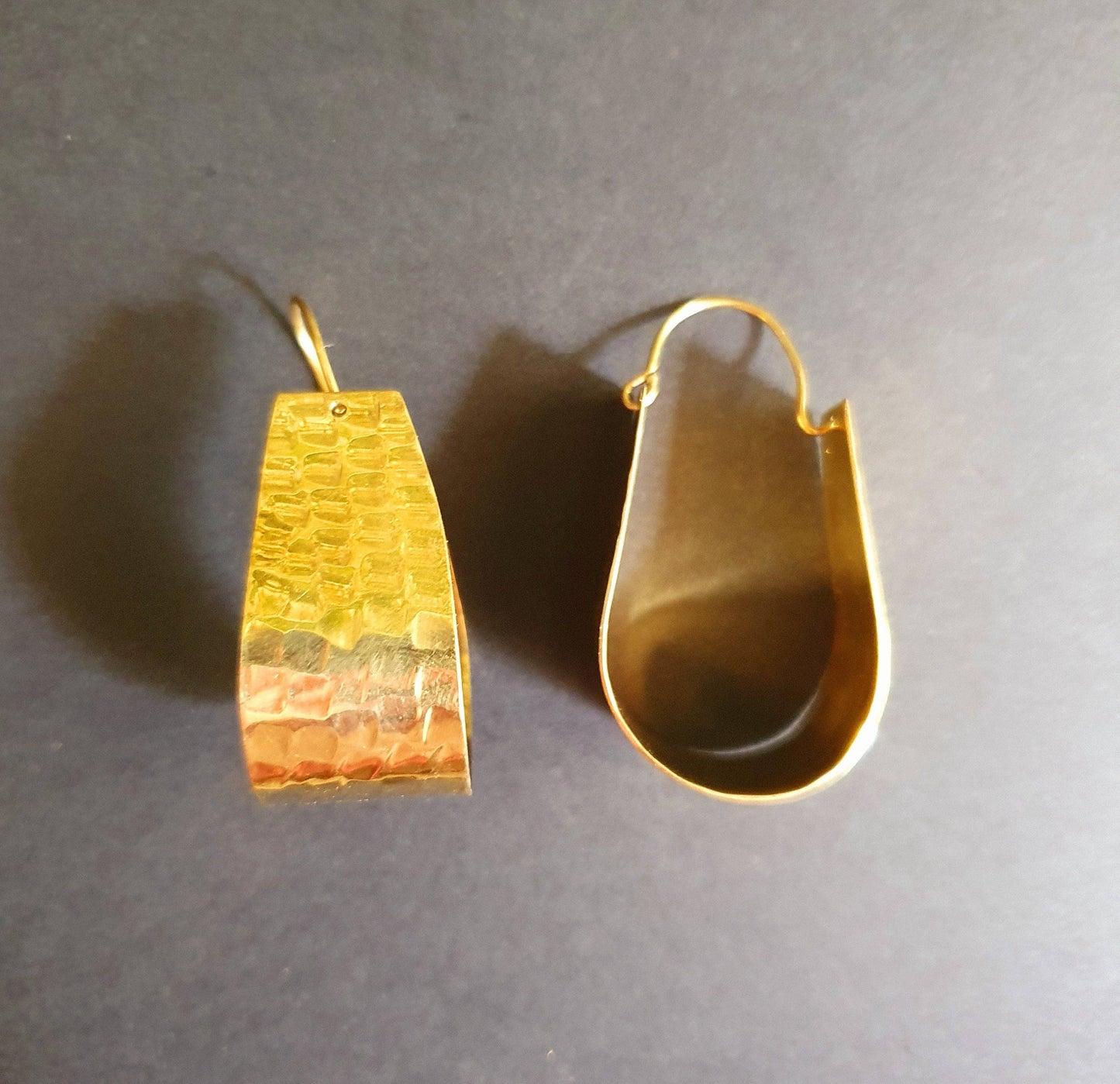 Wide Hammered Brass Hoops / Hammered Flat /  Gold Hoops / Ethnic Boho Classic XL Bohemian Chic Gold Gypsy Spiral Hippie Hiphop Festival