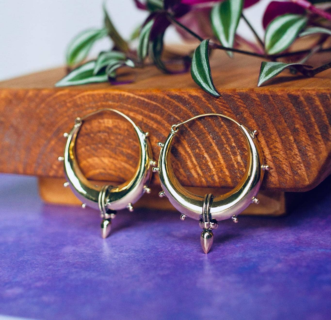 Tribal Chunky Brass Hoops
