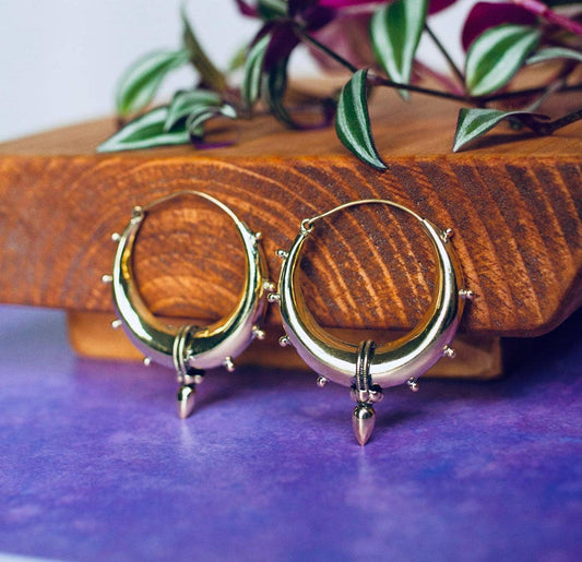 Tribal Chunky Brass Hoops