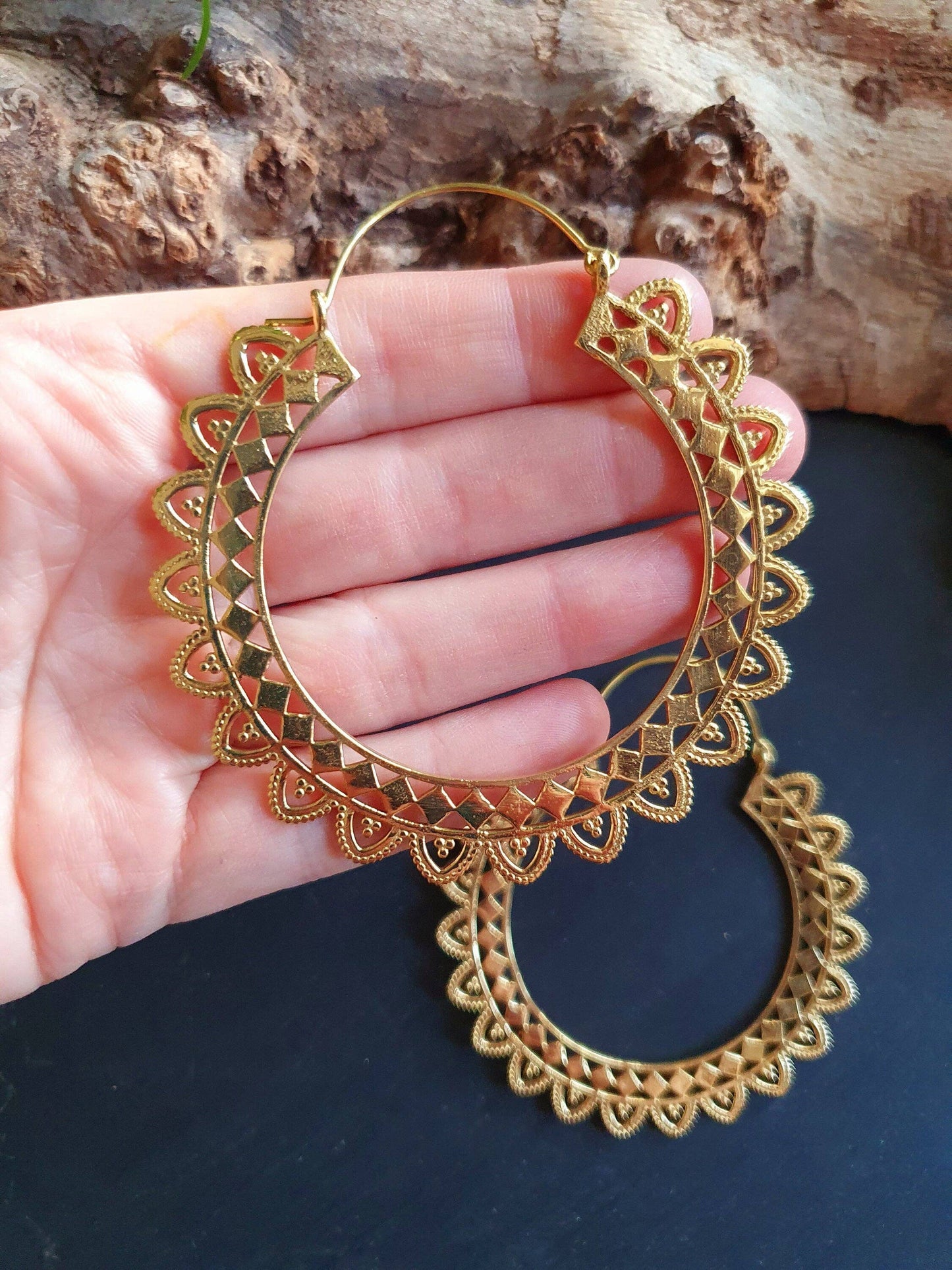 Extra large Brass Hoop Earrings