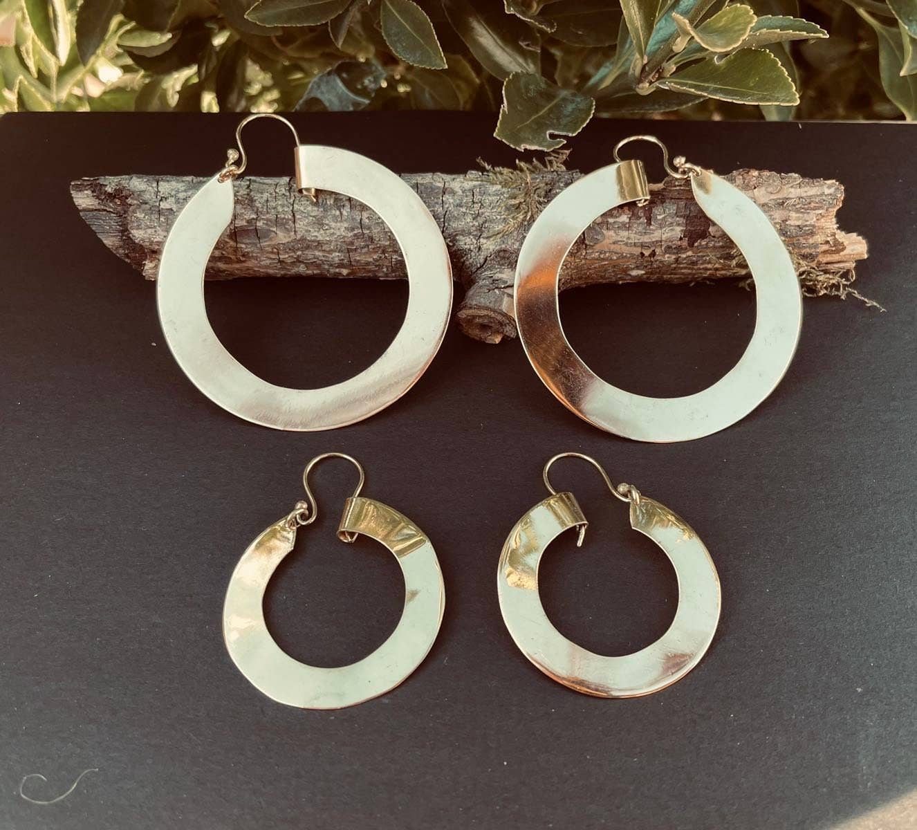 Wide Flat Gold Hoops