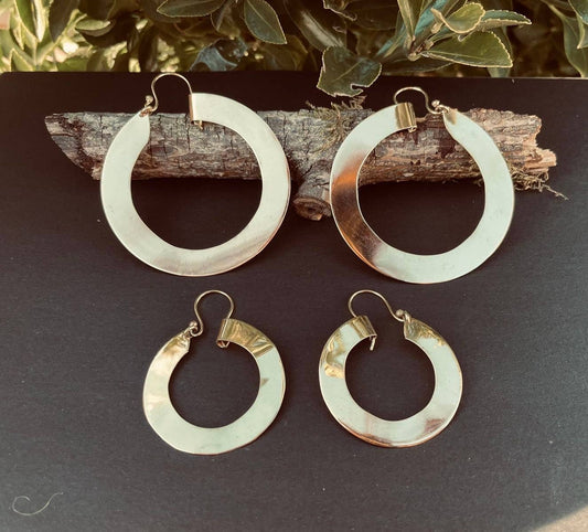 Wide Flat Gold Hoops