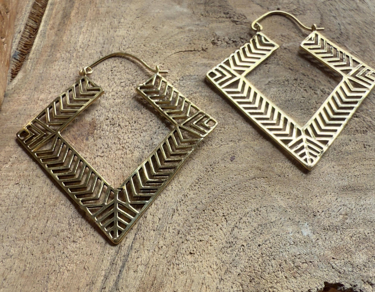 Large Asymmetric Statement Brass Earrings, Irregular Hoops, Gift Ready Option / Boho Look / Festival Fashion