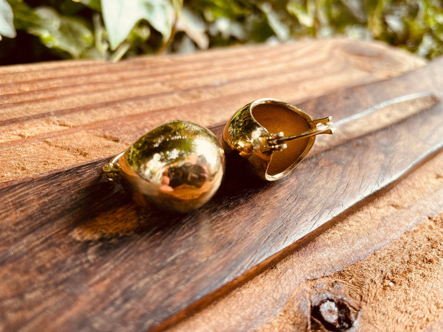 Chunky Ball Hoop Earrings Gold Brass