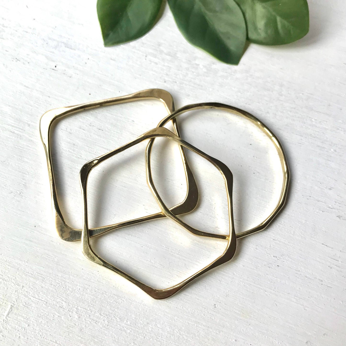 Hammered Brass Bangle: Hexagon