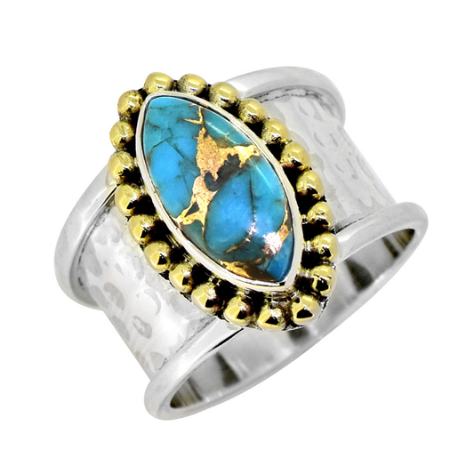 Aretha Copper Turquoise Wide Band Sterling Ring