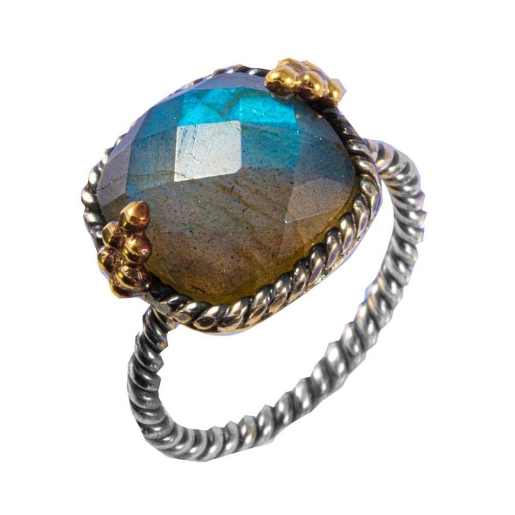 Abrazos Labradorite Brass & Sterling Ring